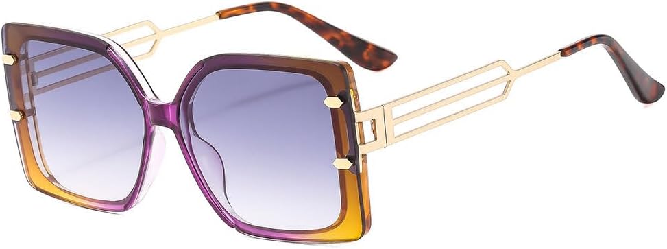 

Модные зеленые солнцезащитные очки для женщин и мужчин, роскошные ажурные солнцезащитные очки с градиентным переходом цвета и защитой от УФ-излучения UV400 TKKTLLT, Purple Tea