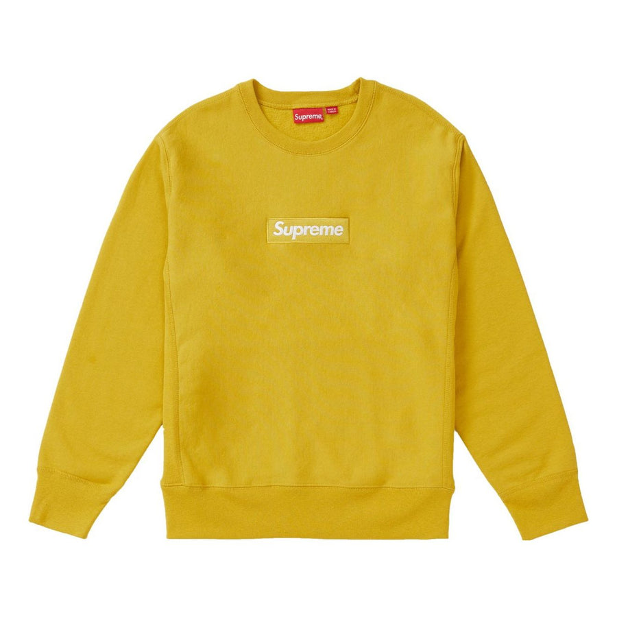 

Худи Supreme FW18 Box Logo Crewneck Mustard Classic Round Neck Pullover Unisex Yellow, желтый
