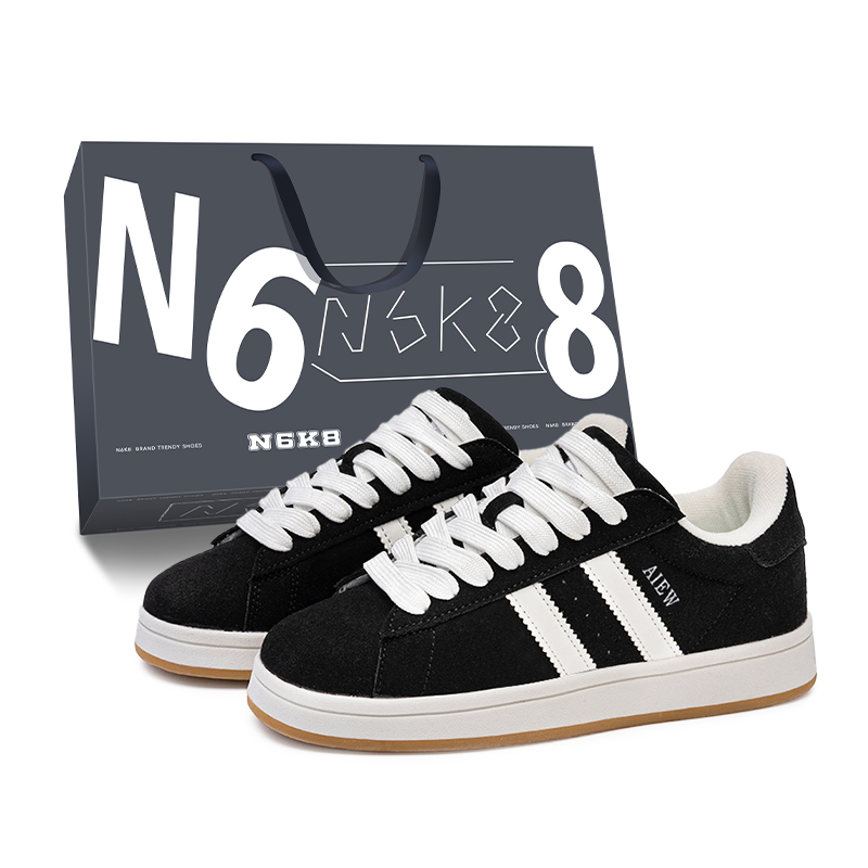 

N6K8 Скользостойкие амортизирующие кроссовки с износостойкими свойствами низкие унисекс черно-белые, цвет Black White