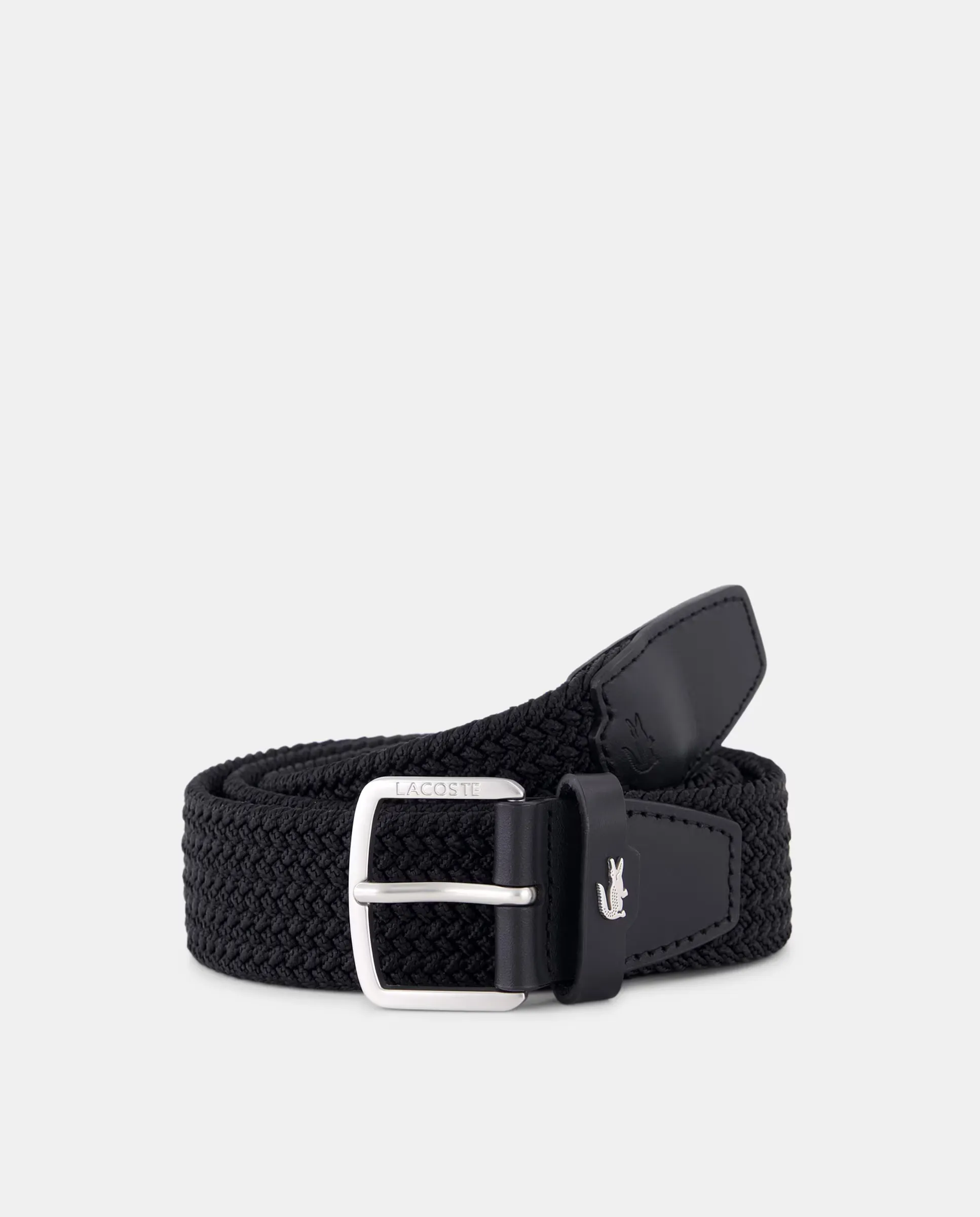 

Эластичный плетеный ремень Lacoste, черный