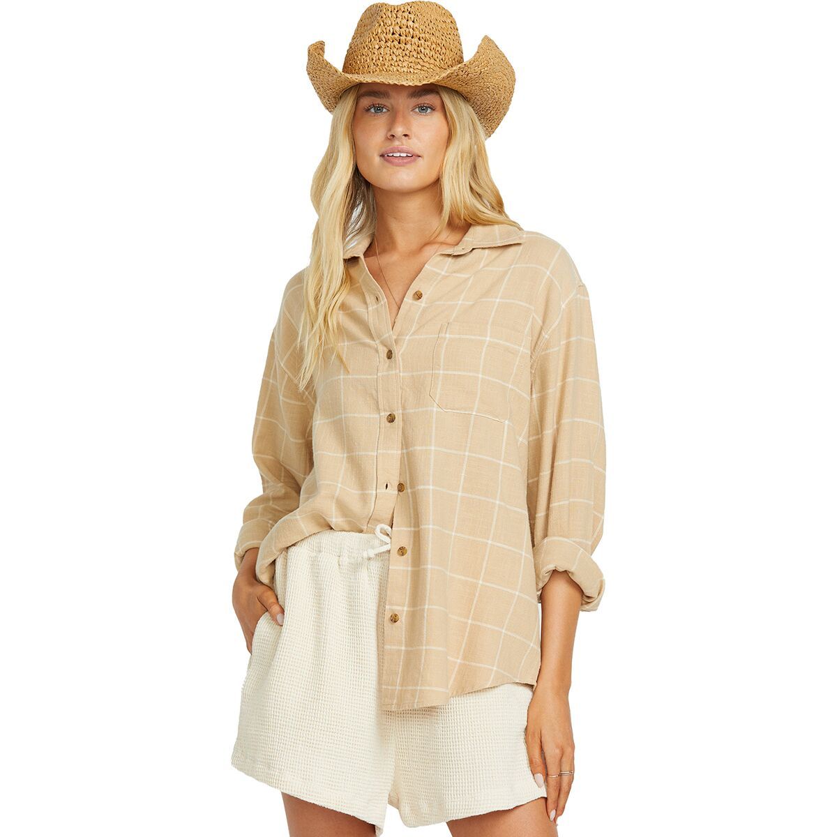 

Длинный вязаный топ с длинными рукавами Billabong, хаки