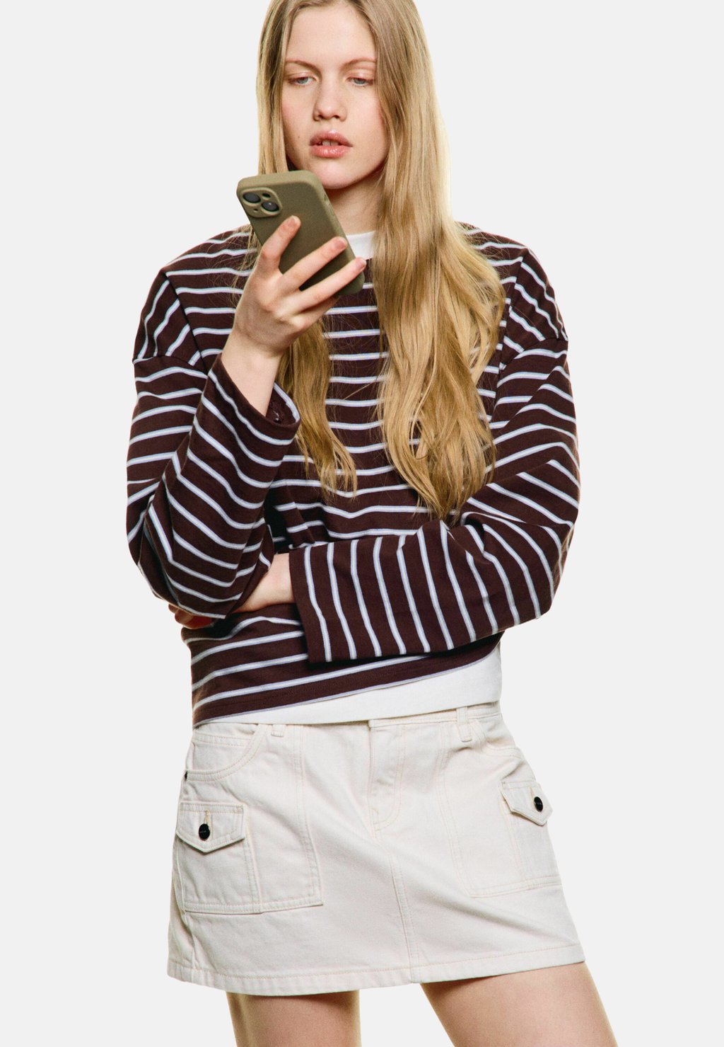 

Мини-юбка UTILITY Bershka, белый