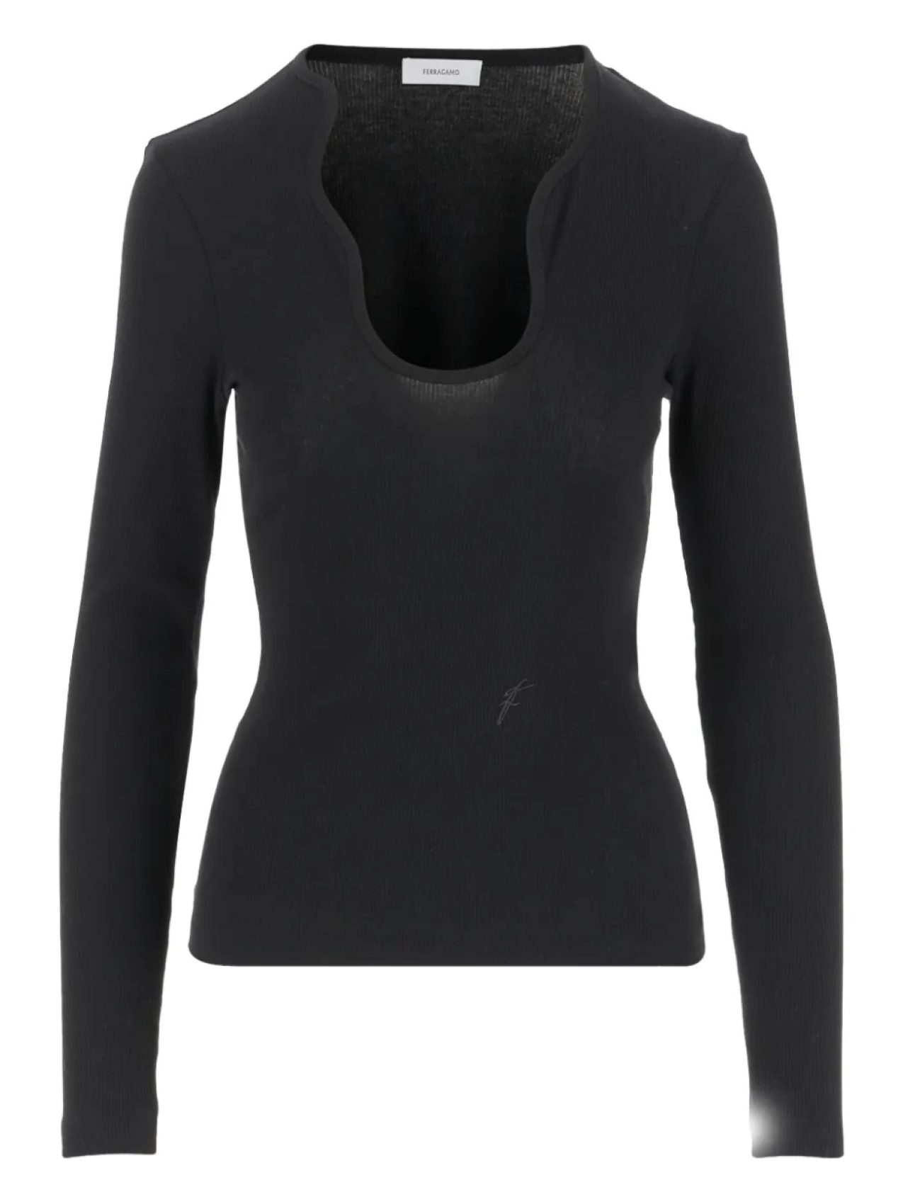 

Футболка Ferragamo rippled-neckline top, черный