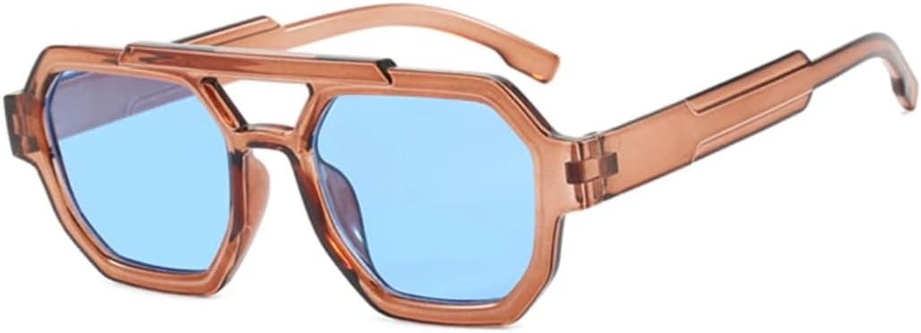 

Солнцезащитные очки для мужчин и женщин - защита от УФ-излучения UV400 - панк, толстая оправа, оранжевые, для занятий спортом на открытом воздухе и вождения DSVIGF, Brown-blue