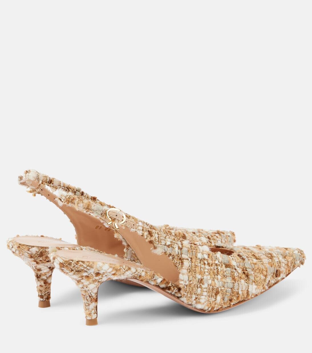 Туфли-лодочки Pointy 55 букле с пяткой на пятке Gianvito Rossi, цвет nude — фото 3