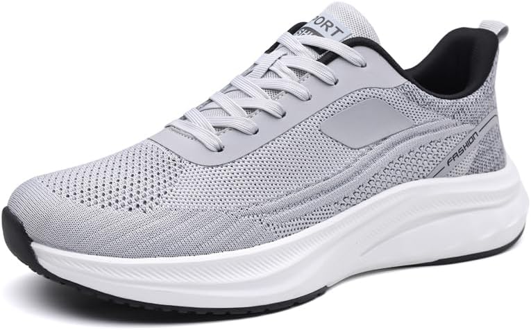 

Мужские кроссовки с сеткой, с отверстиями для вентиляции, на шнуровке, с толстой подошвой, легкие, низкие, для бега, подходят для ходьбы и повседневной носки Igzbibg, серый