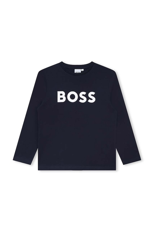 

Детская хлопковая футболка Boss, темно-синий