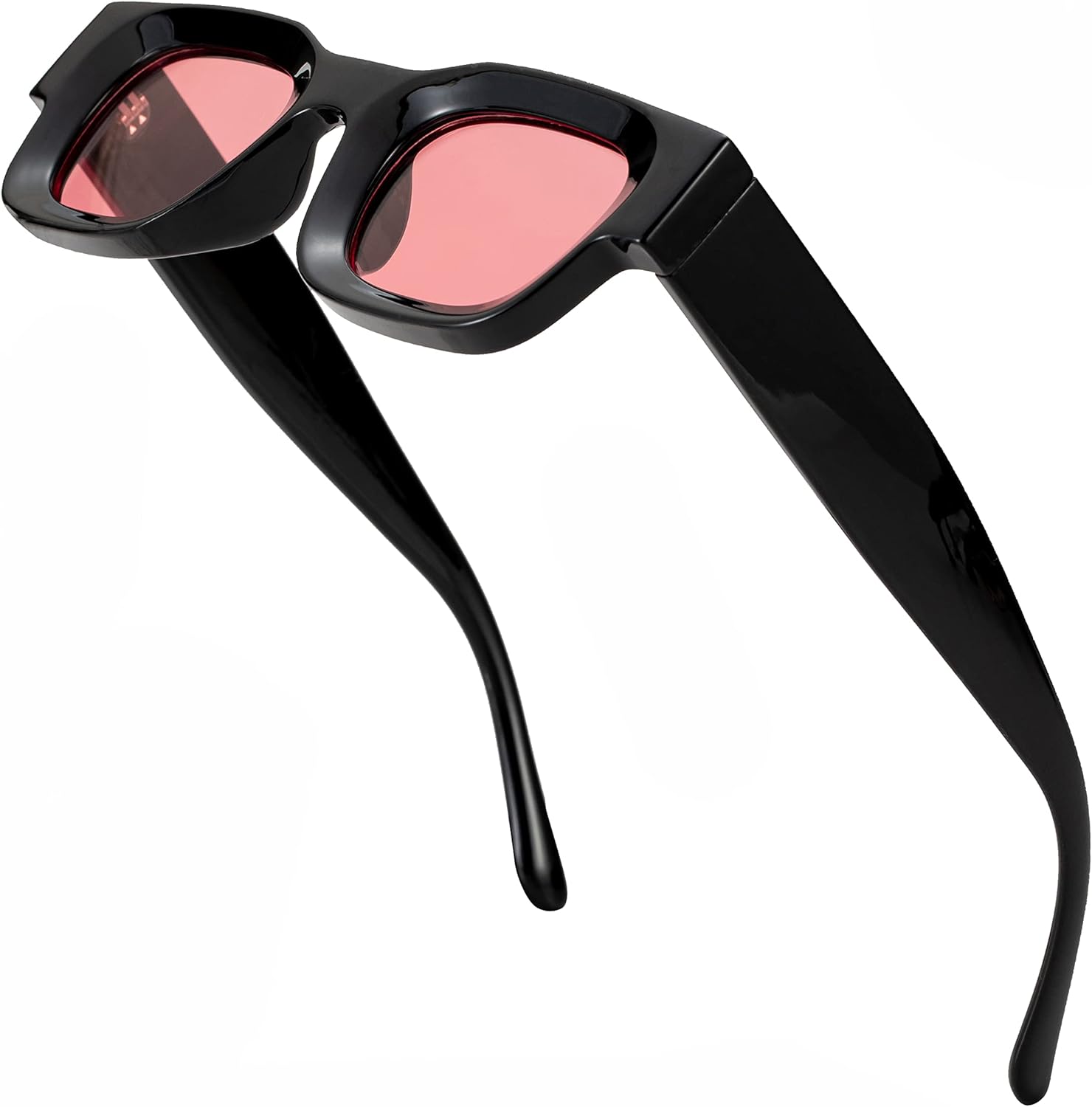 

Солнцезащитные очки в стиле ретро прямоугольной формы с поляризацией для женщин и мужчин с маленьким лицом, массивная квадратная оправа, защита UV400 Teumire, A07 Black/Clear Pink