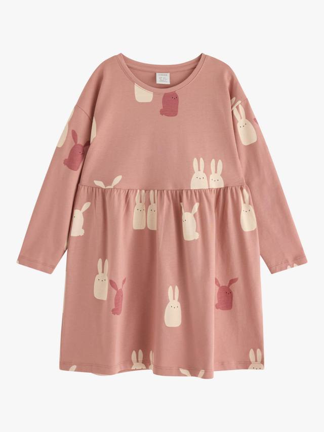 

Детское платье с длинными рукавами и принтом зайчика из хлопка Lindex, Dusty Pink