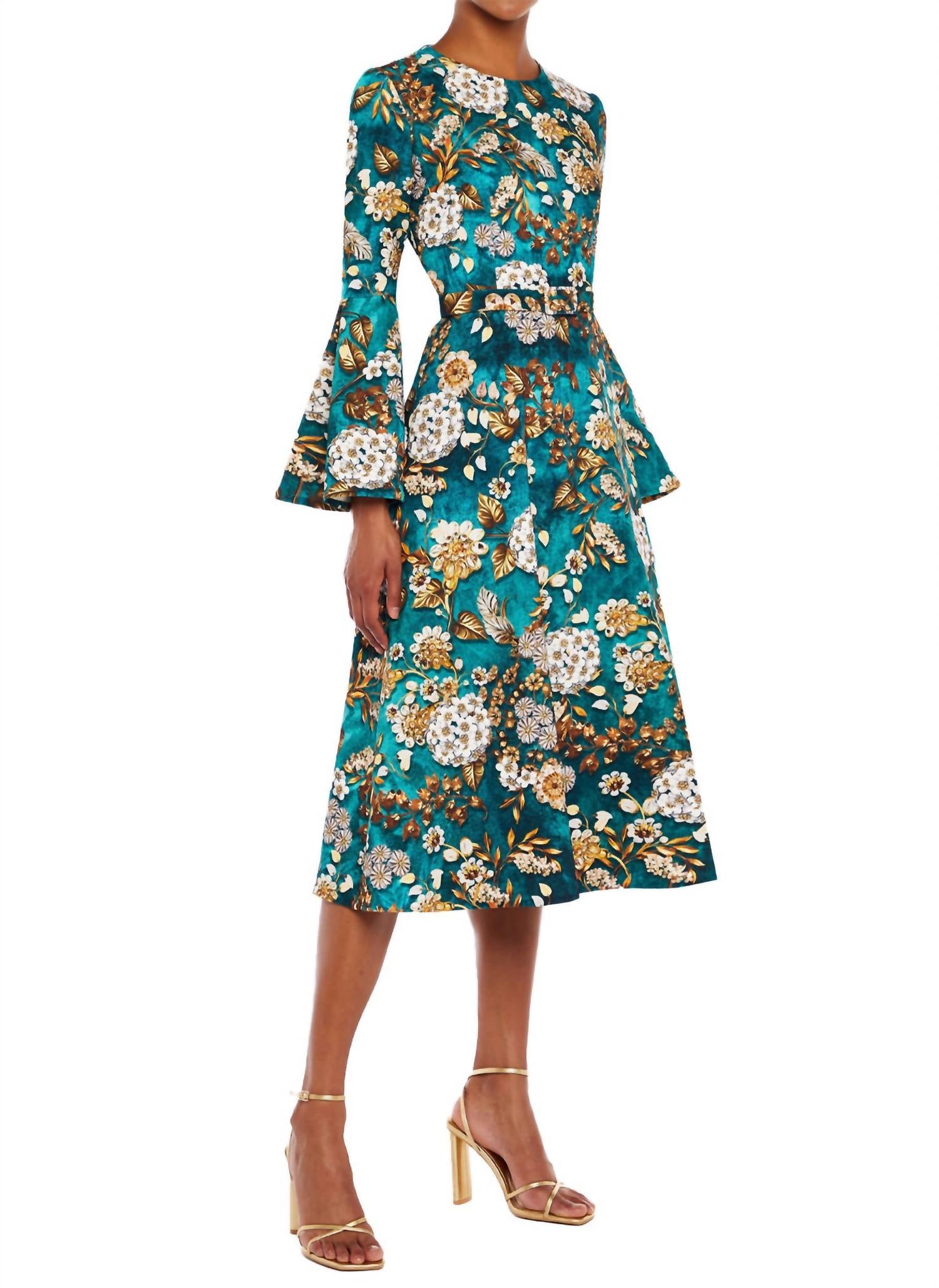

Платье-миди Willow Aop Crepe в бирюзовом цвете Mary Katrantzou
