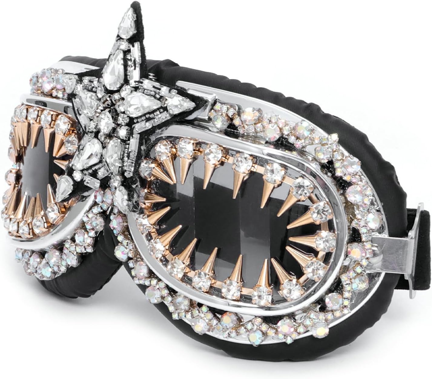 

Willochra Модные солнцезащитные очки большого размера для женщин и мужчин, с большими тонированными линзами, в стиле фанк, обтекаемой формы, со стразами, защита от ультрафиолета UV400, C1