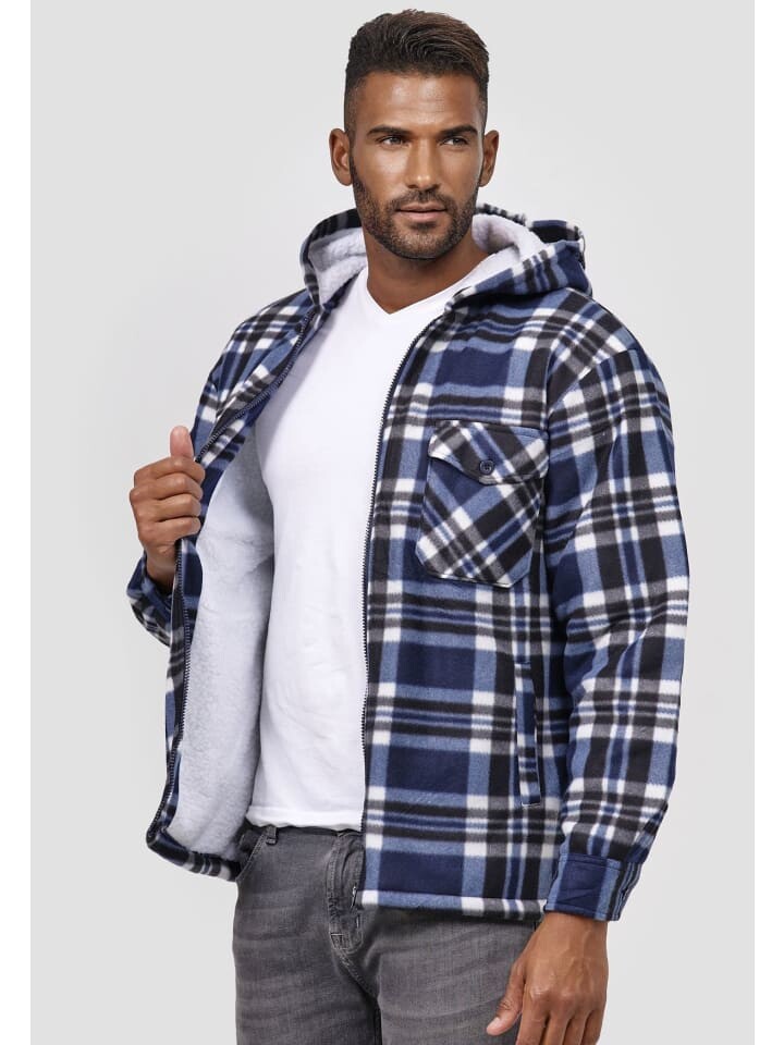 

Переходная куртка Arizona-Shopping Holzfäller Thermohemd Kariert Gefütterte Hoodie Jacke, цвет Blau-Schwarz