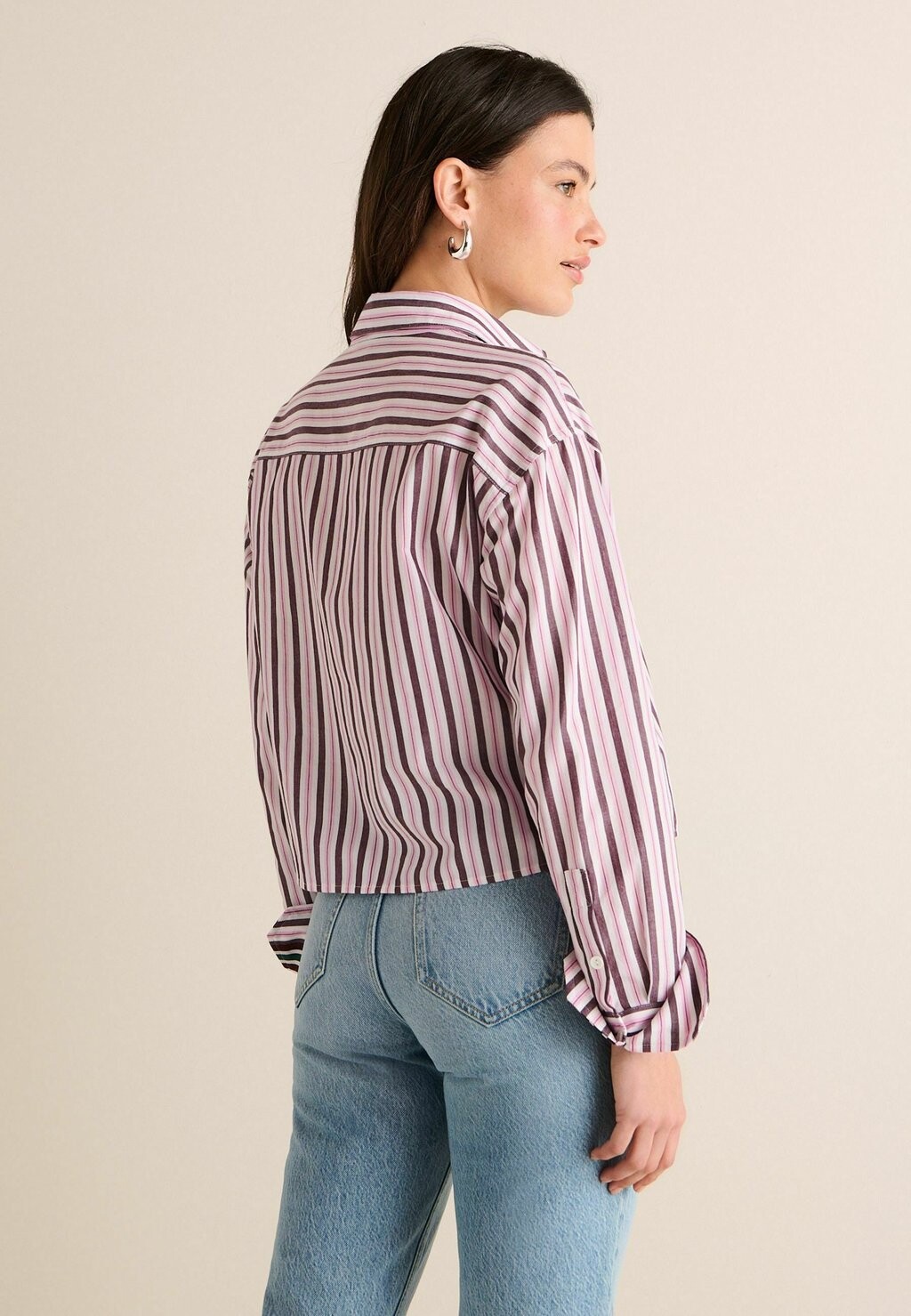 

Блузка на пуговицах Long Sleeve Next, бордово-красная полоска