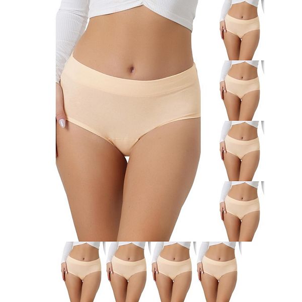 

9 упаковок женских дышащих трусов из хлопка, комфортных, эластичных, 3 слоя, с высокой талией Inspire Chic, Beige