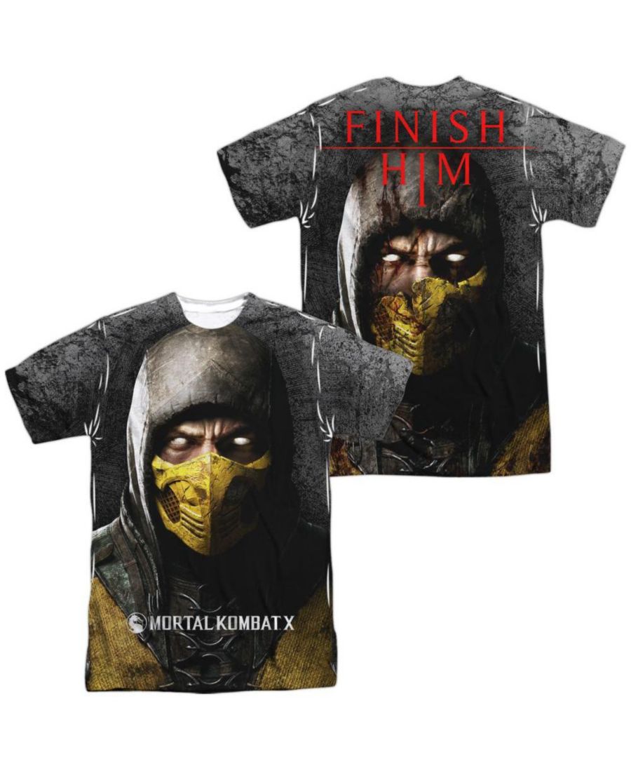 

Мужская футболка Finish Him (с принтом спереди и сзади) с коротким рукавом, из полиэстера, для взрослых Mortal Kombat X, Assorted pre-pack