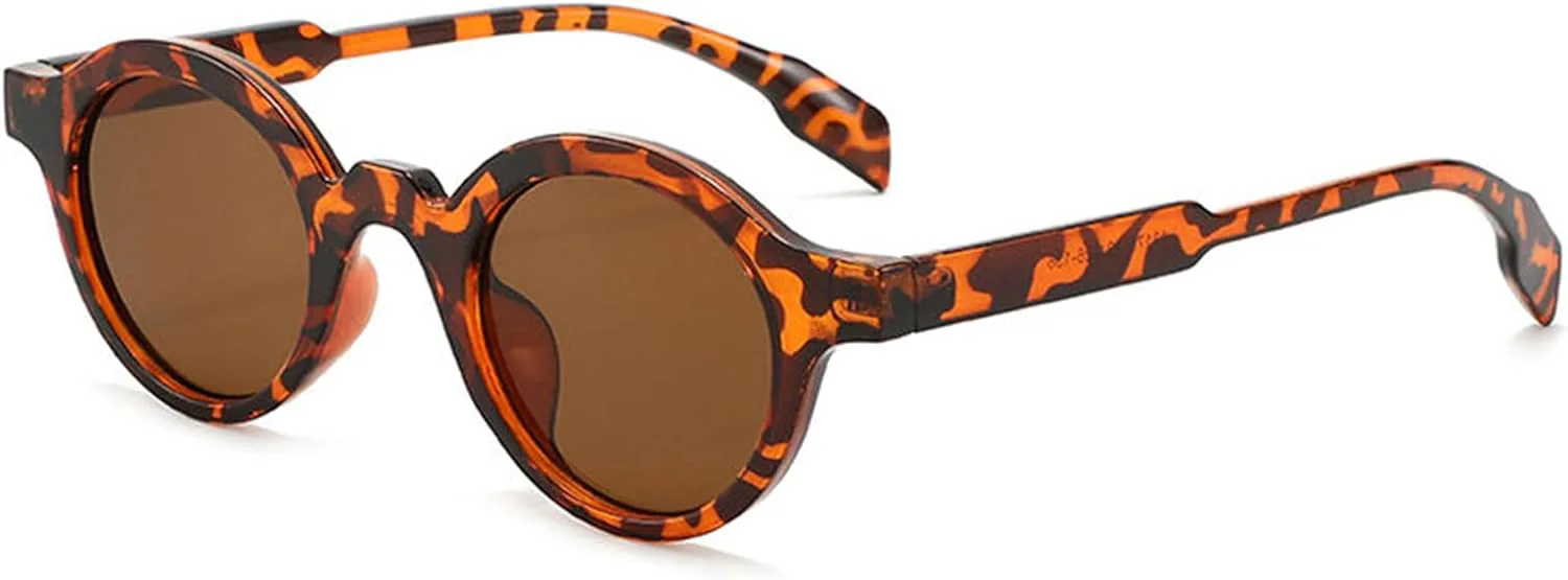 

COTIA 2025 Модные классические круглые солнцезащитные очки для женщин и мужчин в винтажном стиле, маленькие, ретро, ​​элегантные, для путешествий, Leopard