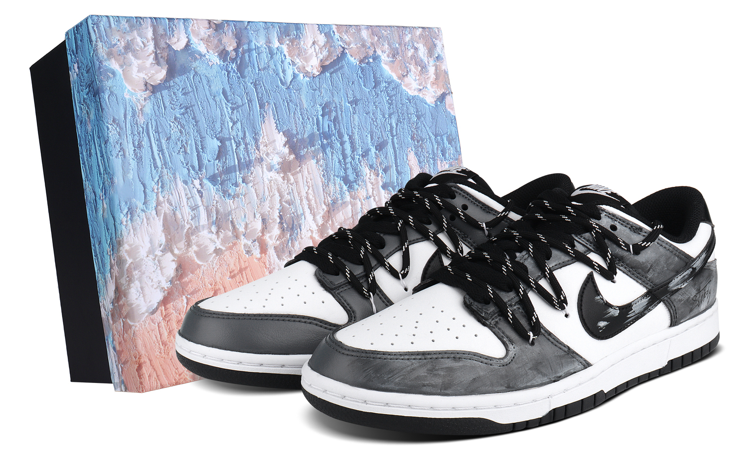 

Кроссовки для скейтбординга Dunk Cloud Brocade Box: износостойкие, легкие и дышащие, унисекс Nike, черный белый серый box