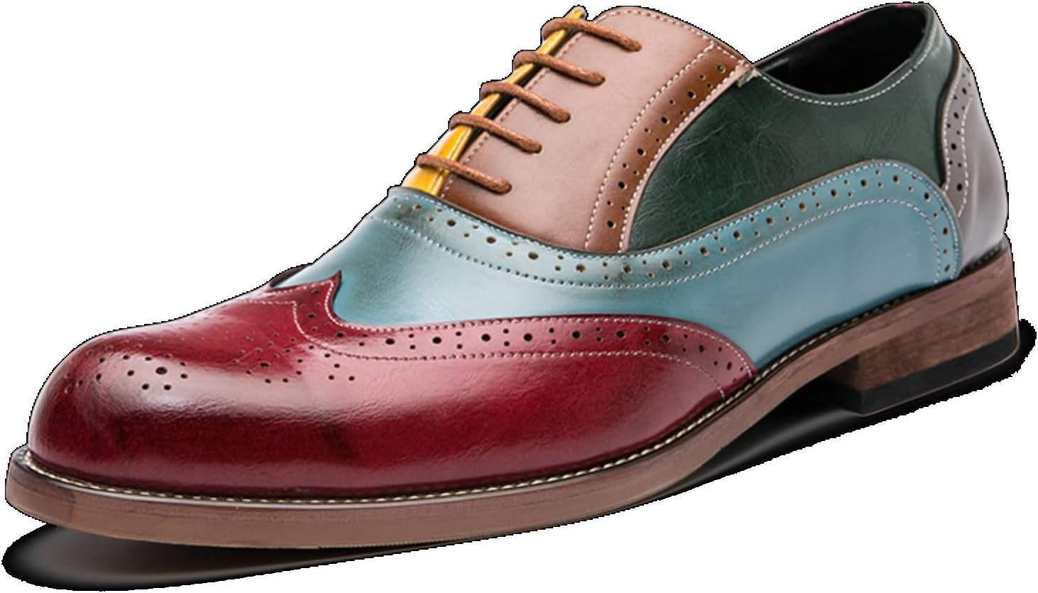 

Мужские оксфорды с двухцветной искусственной кожей, шнуровкой, заостренным носком и крылышками, формальная деловая обувь Foapts, красный