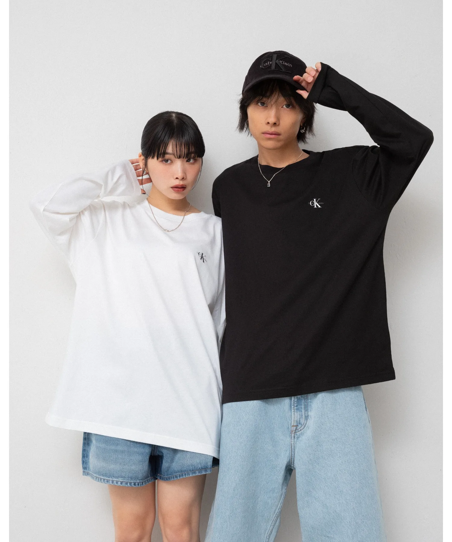 Унисекс футболки с длинным рукавом 2 шт CK monogram Calvin Klein черные — фото 2