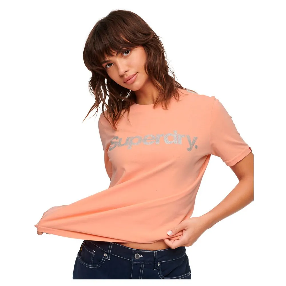 

Футболка Superdry Metallic Core Logo, розовый