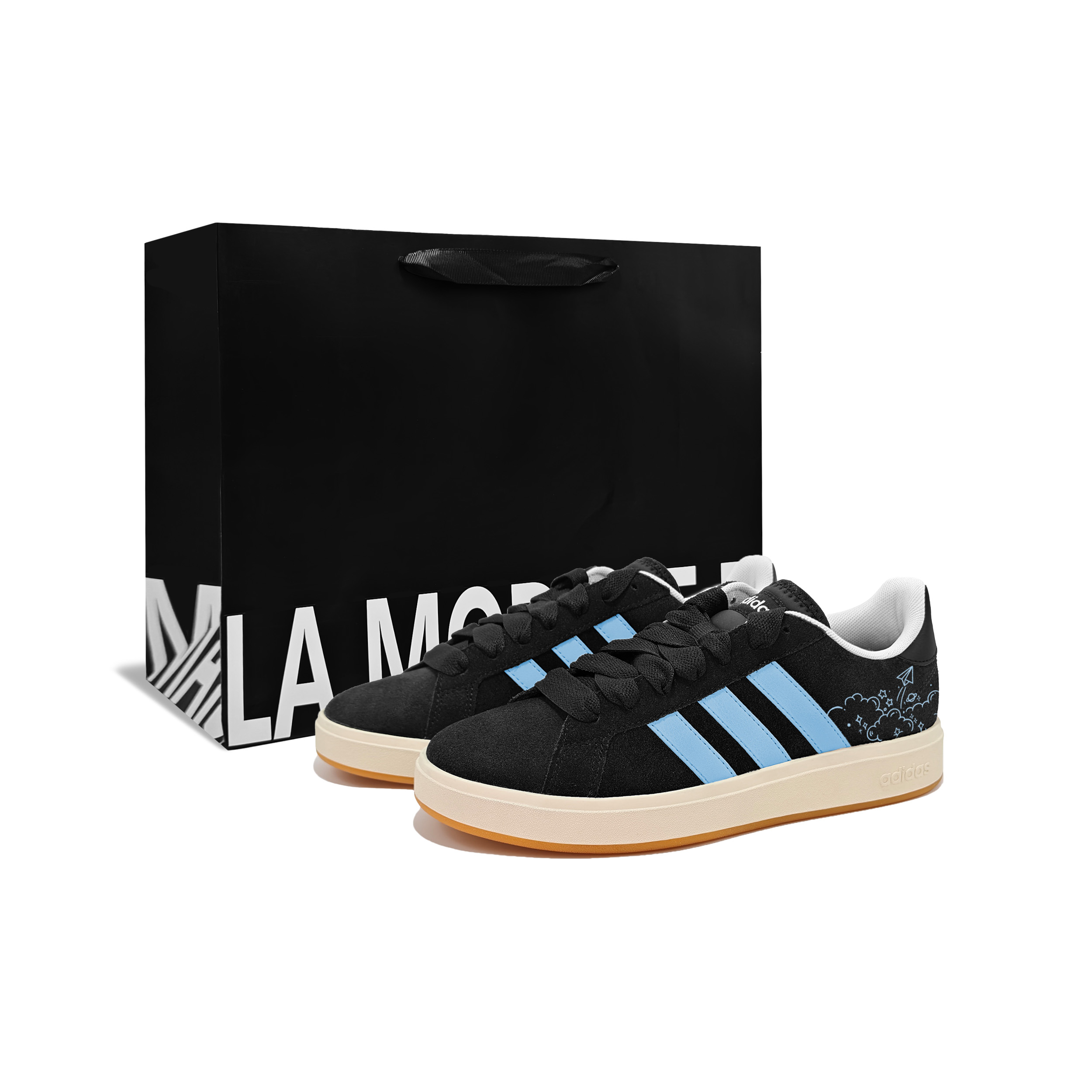 

Adidas Grand Court Base 00s Sea Salt Journal 2 Abrasion Resistant Low top Skateboard Shoes Unisex Blue Black