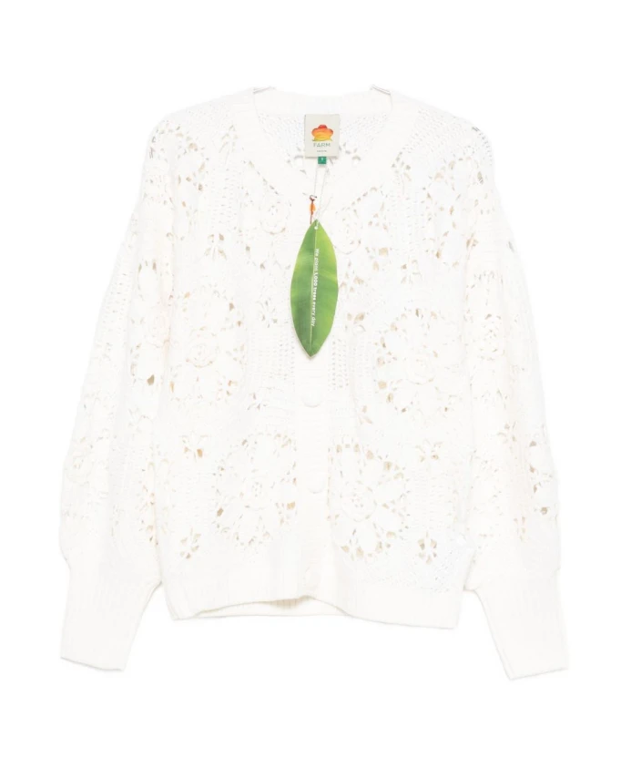 

Вязаный кардиган с объемными цветами Farm Rio, белый