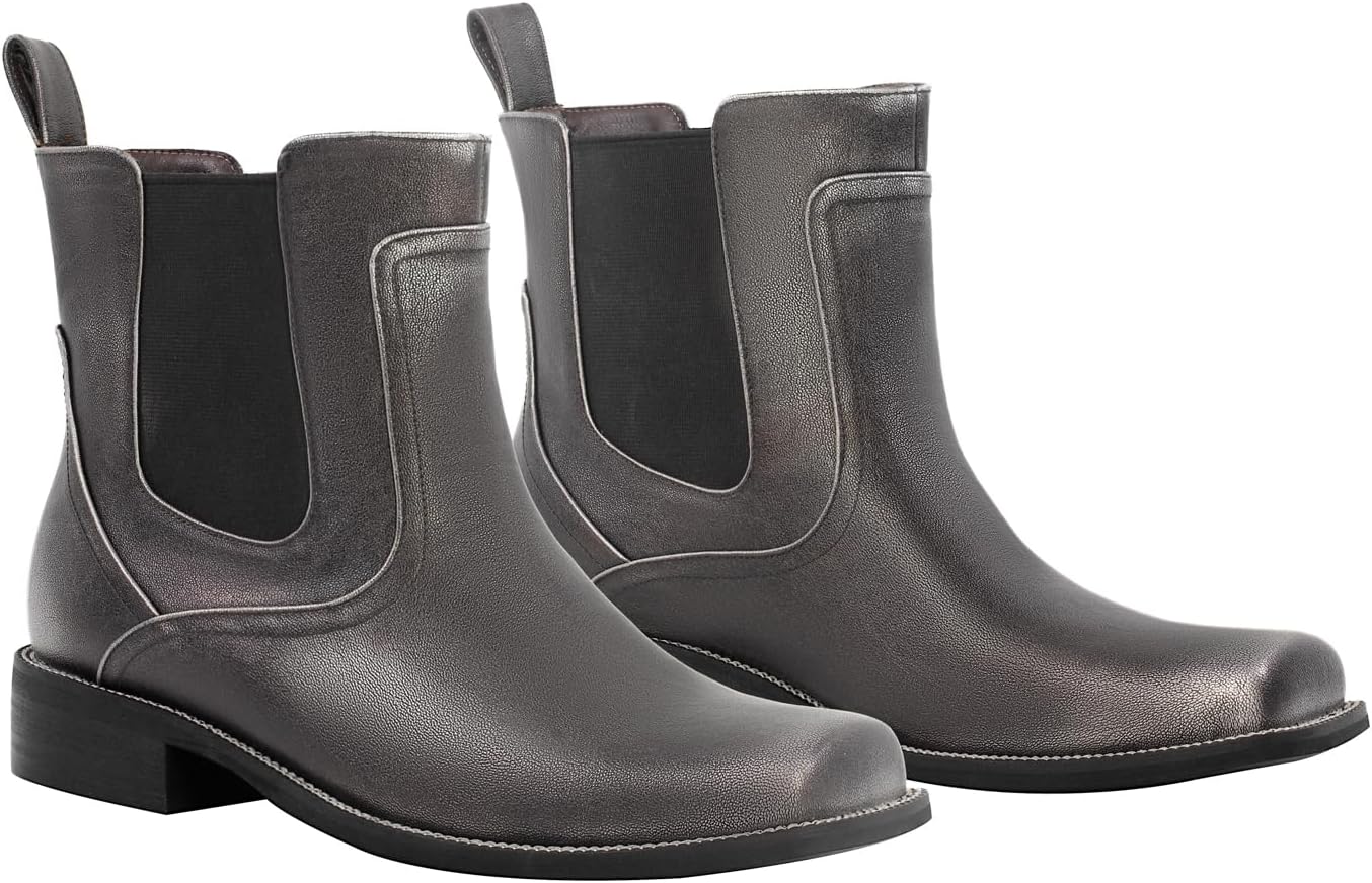 

Ботинки Chelsea Verisson с квадратным носком, низким массивным каблуком и толстым каблуком, модные ботильоны на молнии, серый