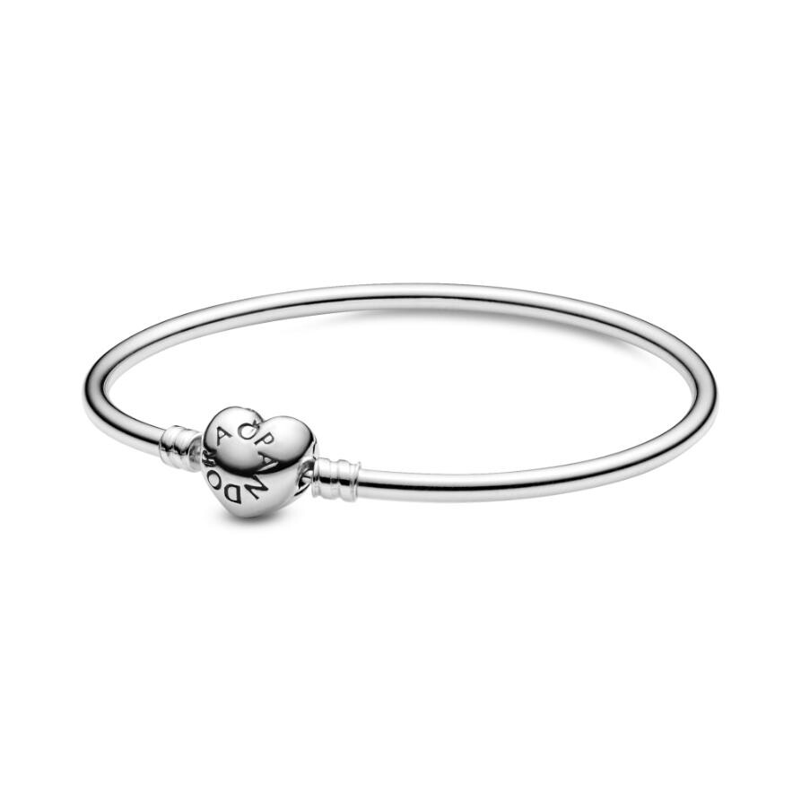 

Браслет Pandora Moments Heart Clasp Bangle, стерлинговое серебро