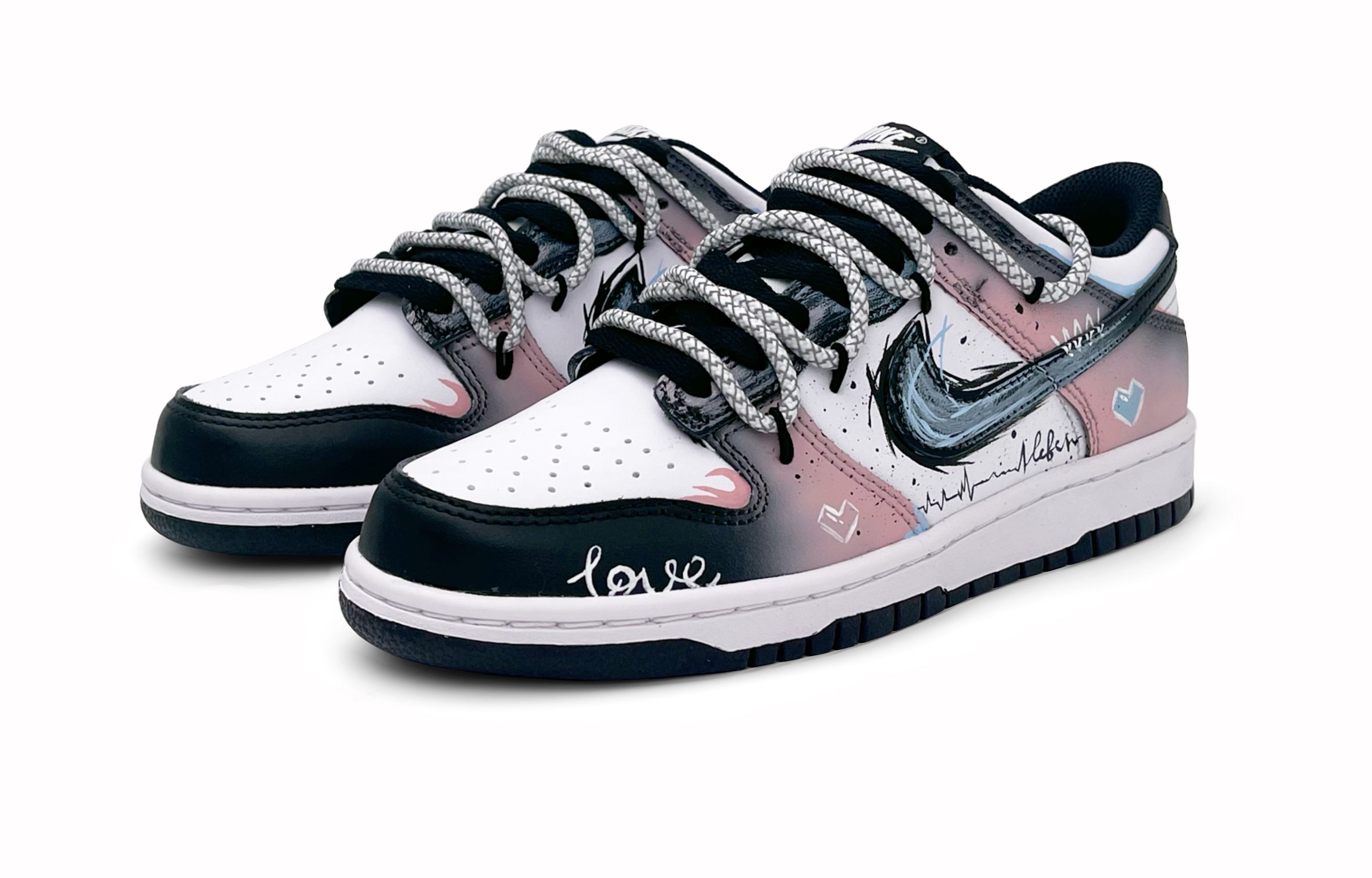 Nike Кроссовки для скейтбординга Dunk "Black" с противоскользящей подошвой, легкие, амортизирующие, низкие, для детей и подростков — фото 3