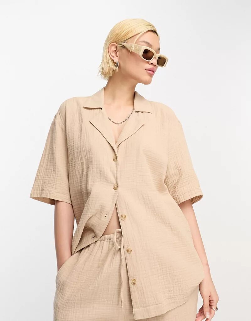 

Координатная рубашка для боулинга ASOS из марлевой ткани с камнями