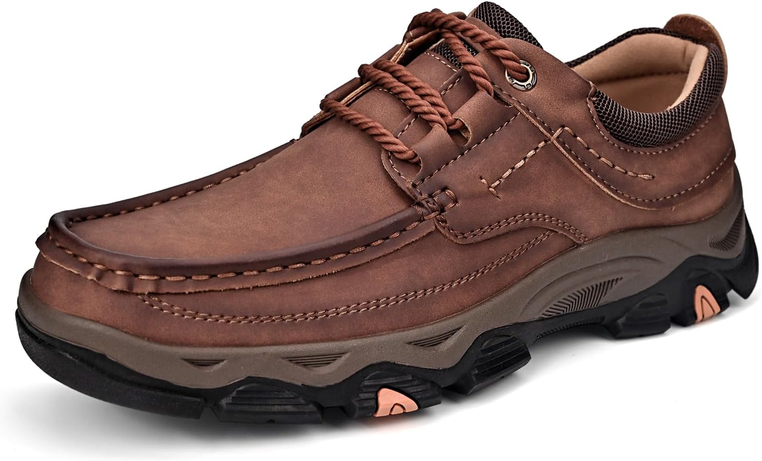 

Мужские ортопедические прогулочные туфли из натуральной кожи, лоферы без шнурков с поддержкой свода стопы, легкие и удобные кэжуал-кроссовки Mostelo, коричневый