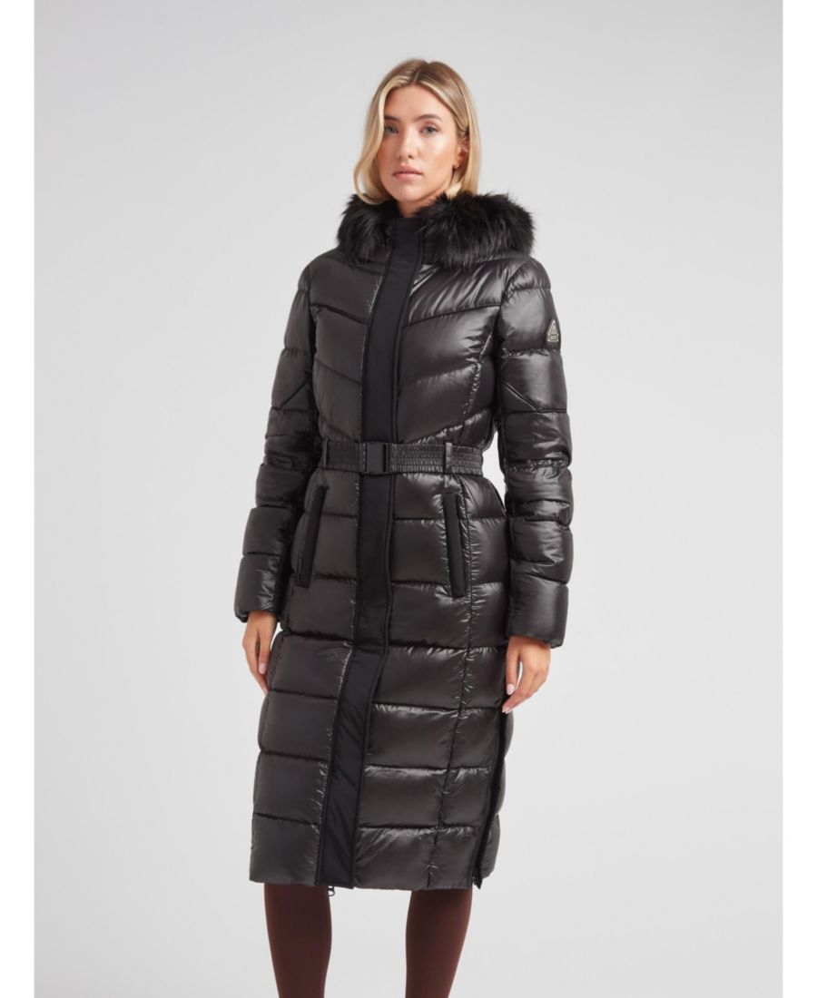 

Женское удлиненное пуховое пальто с ромбовидным поясом Jack1t, Black/black