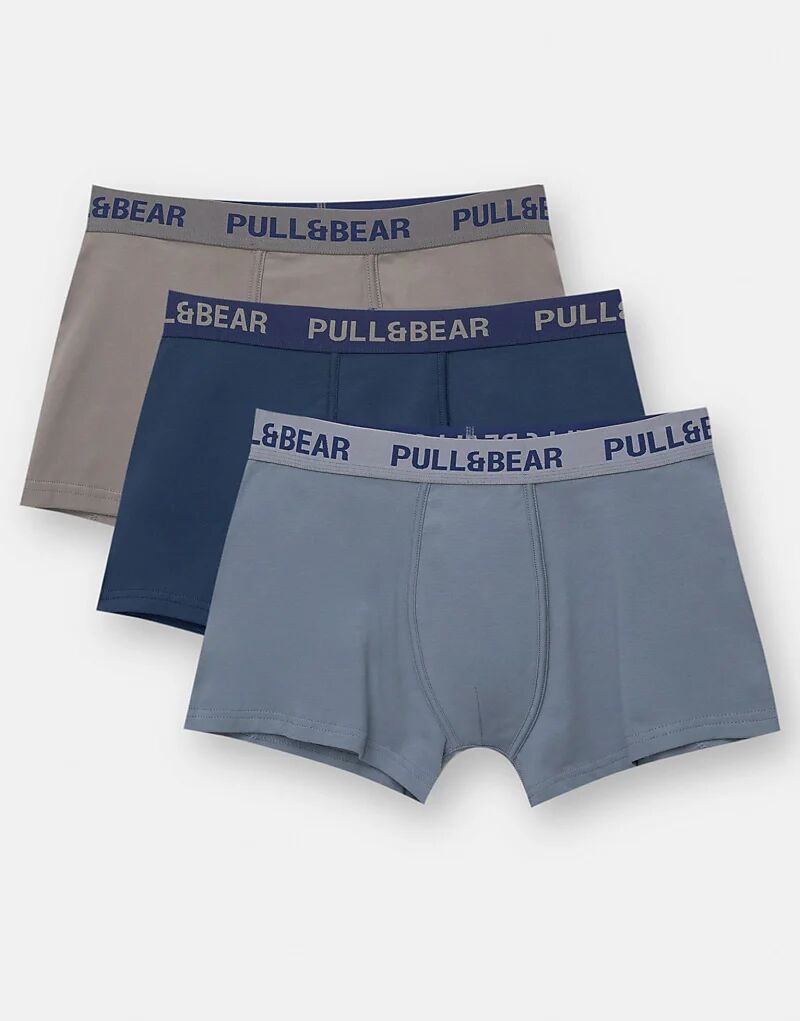 

Упаковка из 3 трусов-боксеров Pull&Bear синего цвета