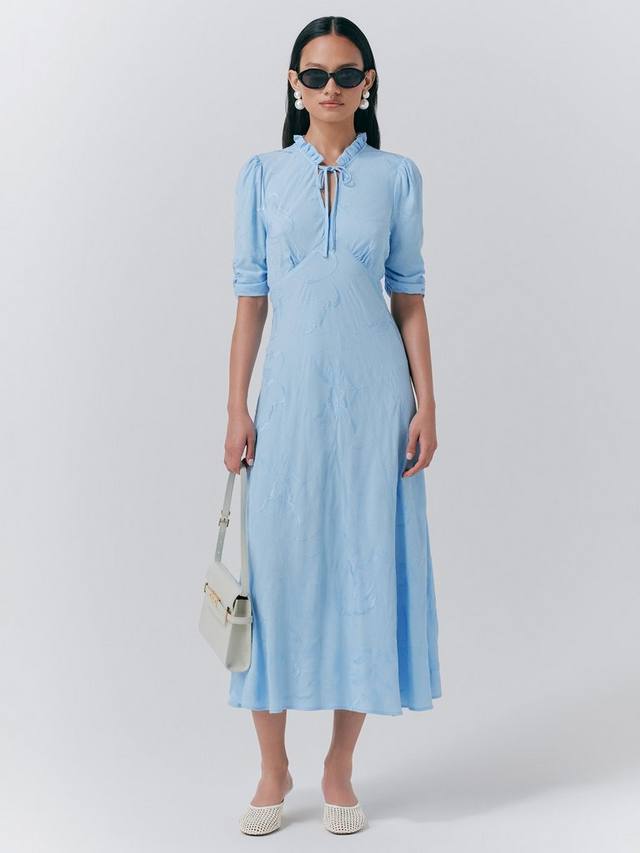 

Платье миди Gemma с воротником-рюш Ghost, Light Blue