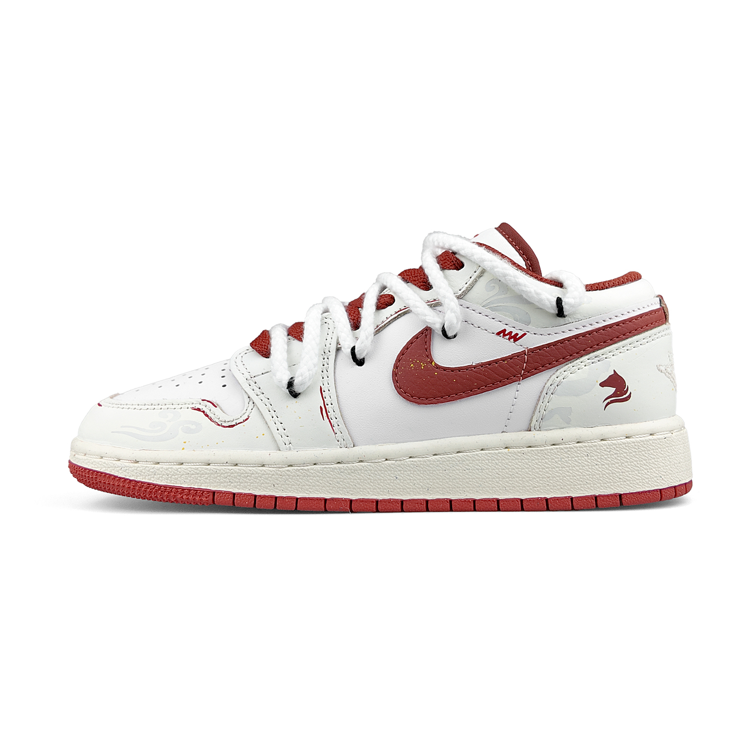 

Кроссовки баскетбольные Air 1 устойчивые к истиранию низкие винтажные унисекс Jordan, красный/белый