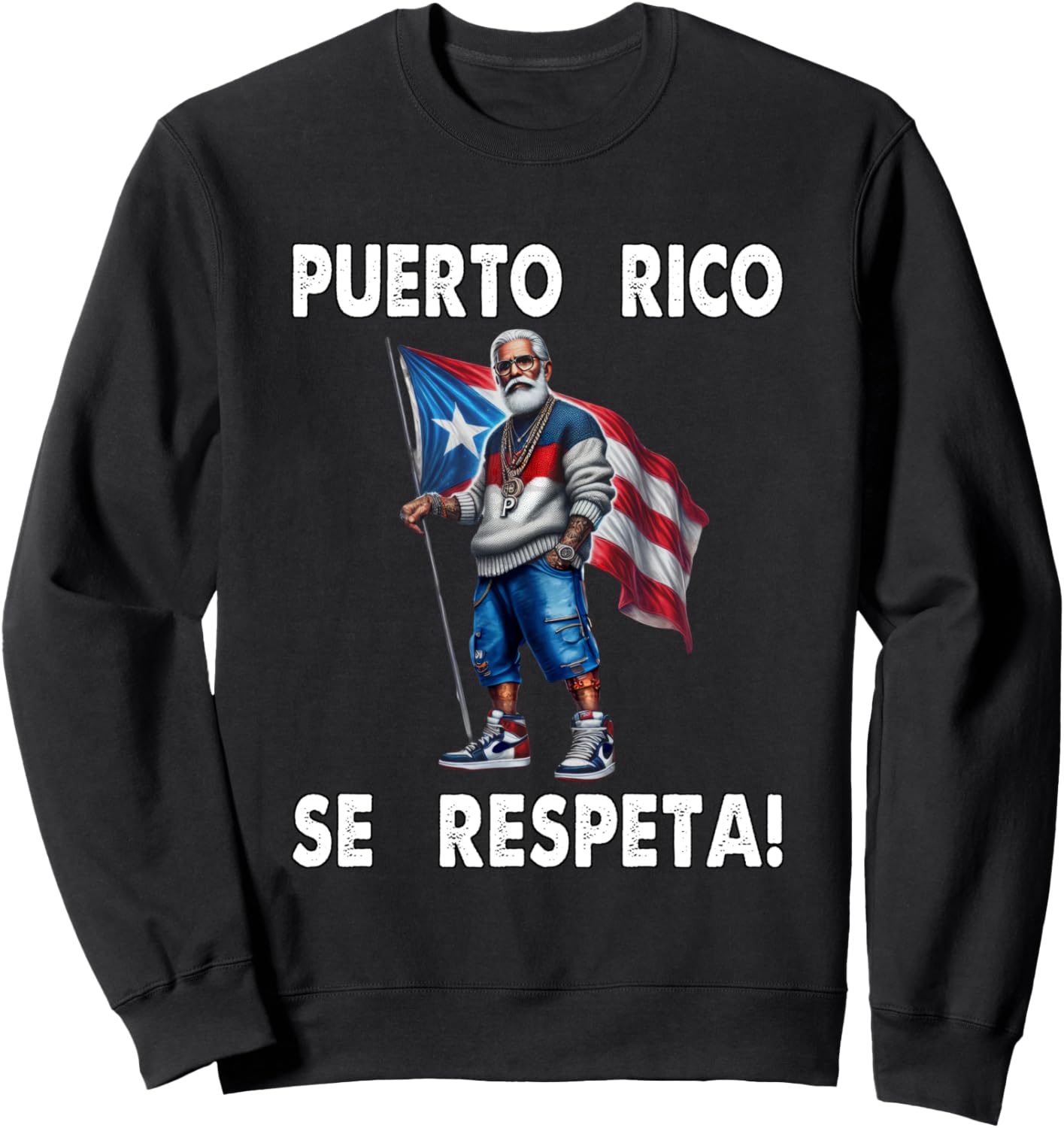 

Толстовка с флагом протеста и PR Puerto Rico Se Respeta Abuelo Boricua Puerto Rico Se Respeta Collection, More Here, черный