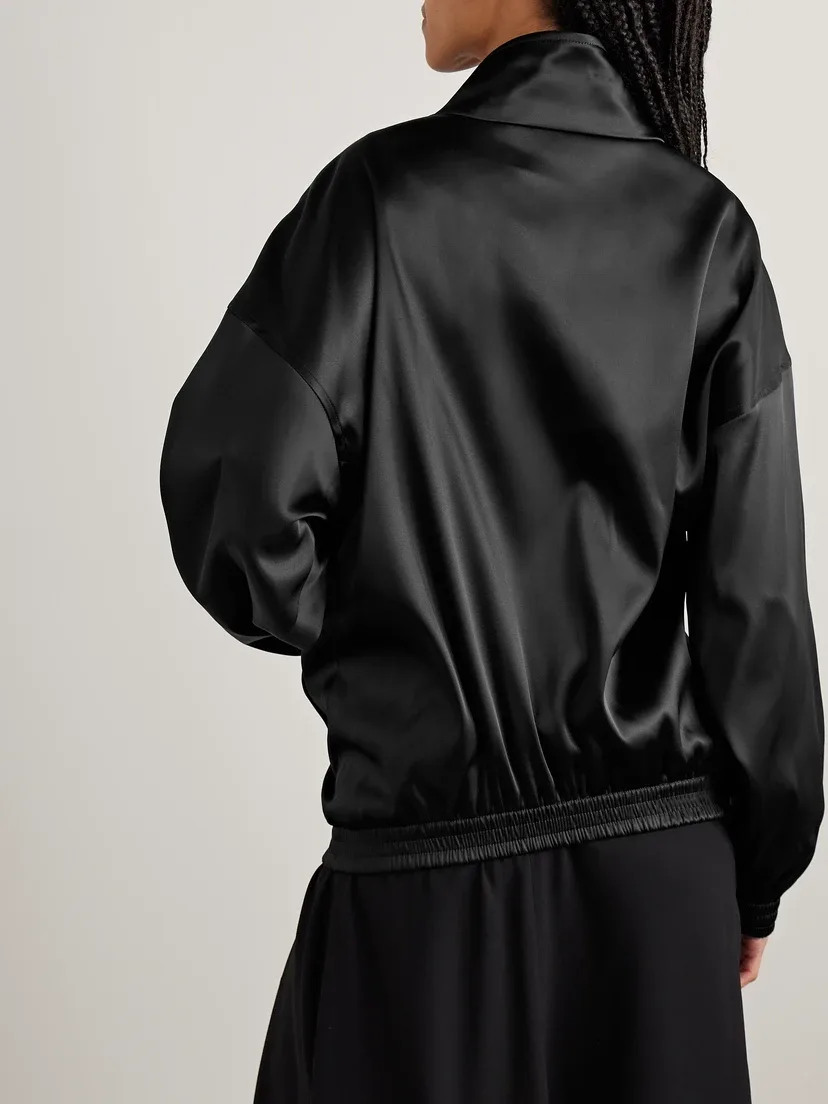 Атласная спортивная куртка BALENCIAGA, черный — фото 4