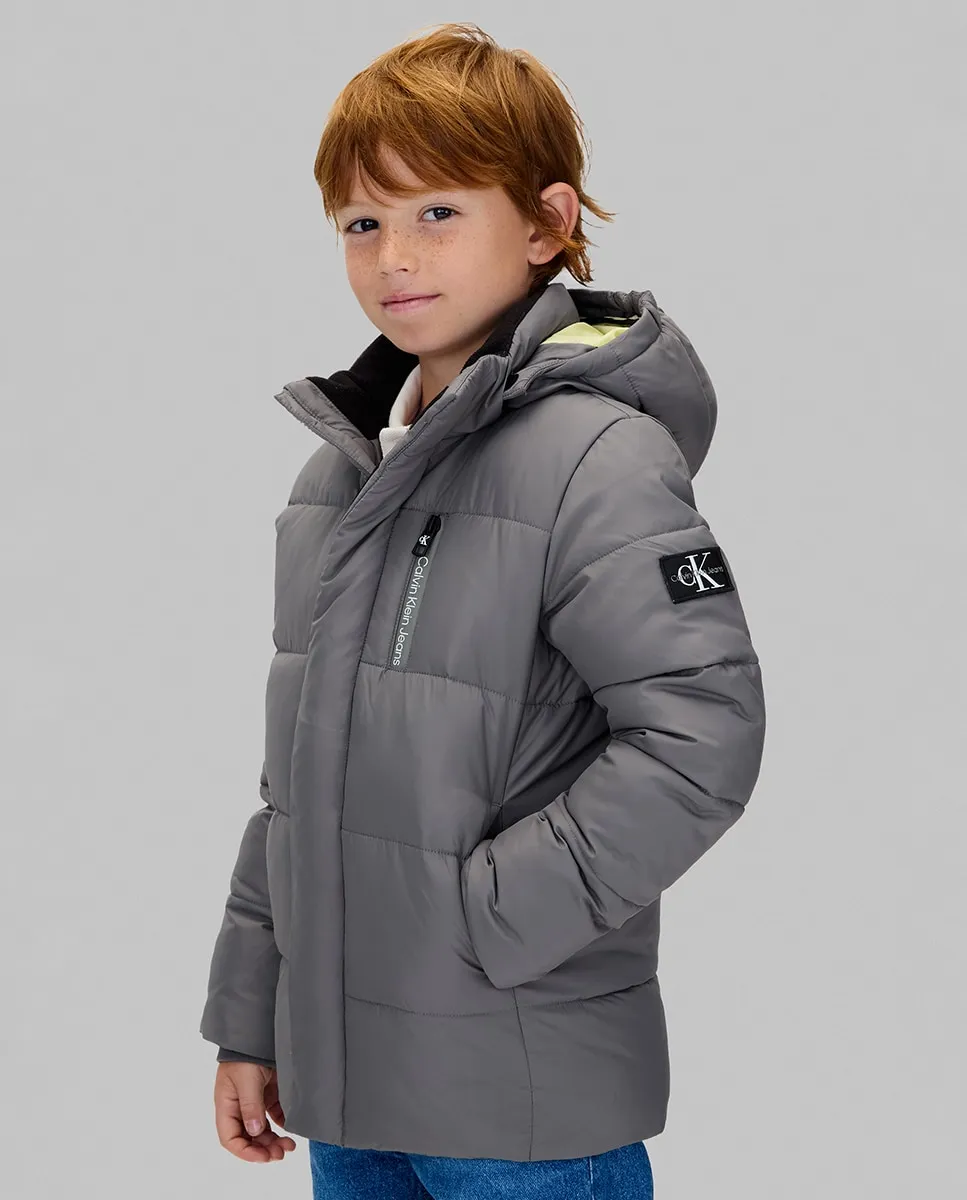 

Стеганая детская куртка с застежкой-молнией Calvin Klein, серый