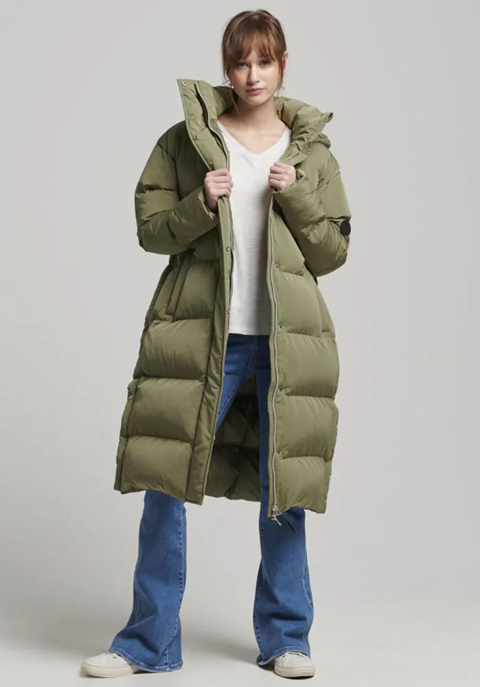 

Стеганое пальто Superdry "LONGLINE HOODED PUFFER COAT", хаки
