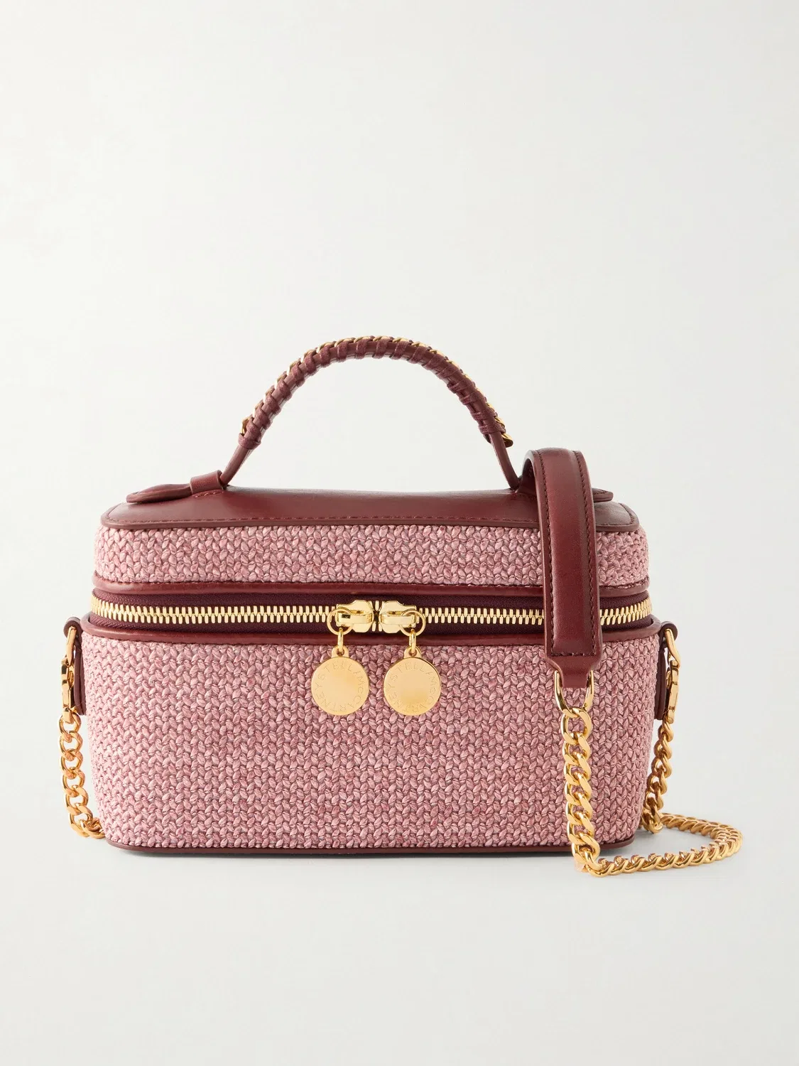 Сумка через плечо Falabella Vanity Case из рафии с отделкой из вегетарианской кожи STELLA MCCARTNEY, бордовый