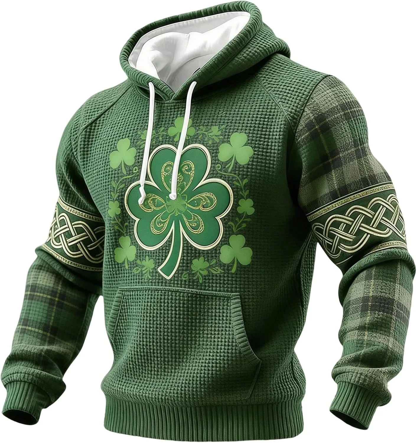 

Футболка с капюшоном St Patricks Day для мужчин с принтом клевера