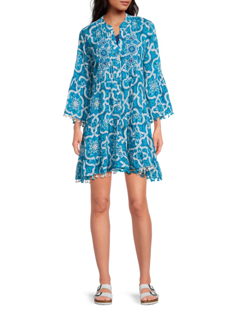 

Мини-платье из хлопкового набивного рисунка La Moda Clothing, цвет Turquoise