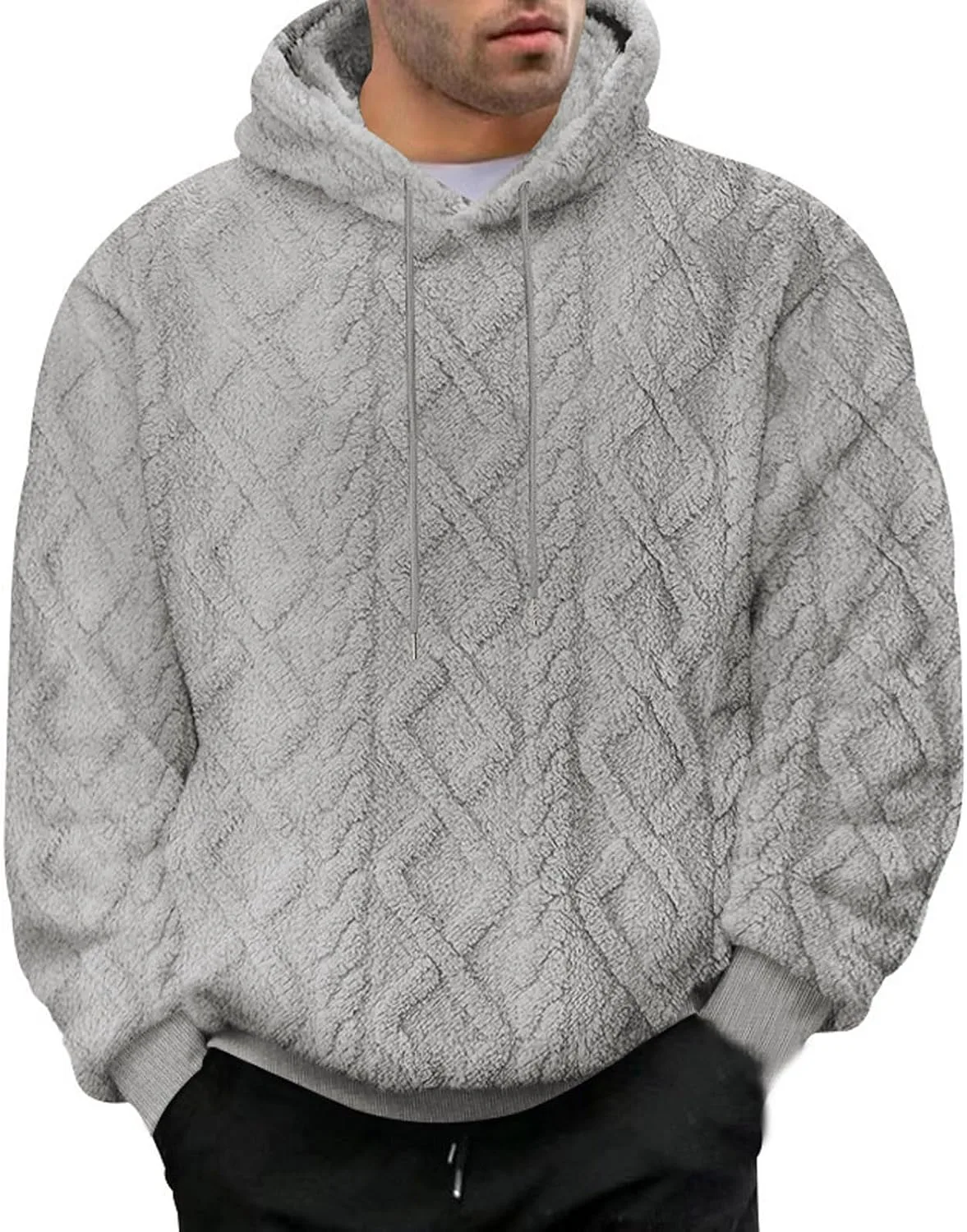 

Толстовка с капюшоном Fuzzy Sherpa для мужчин, флисовая, с длинным рукавом и карманами AQAYL