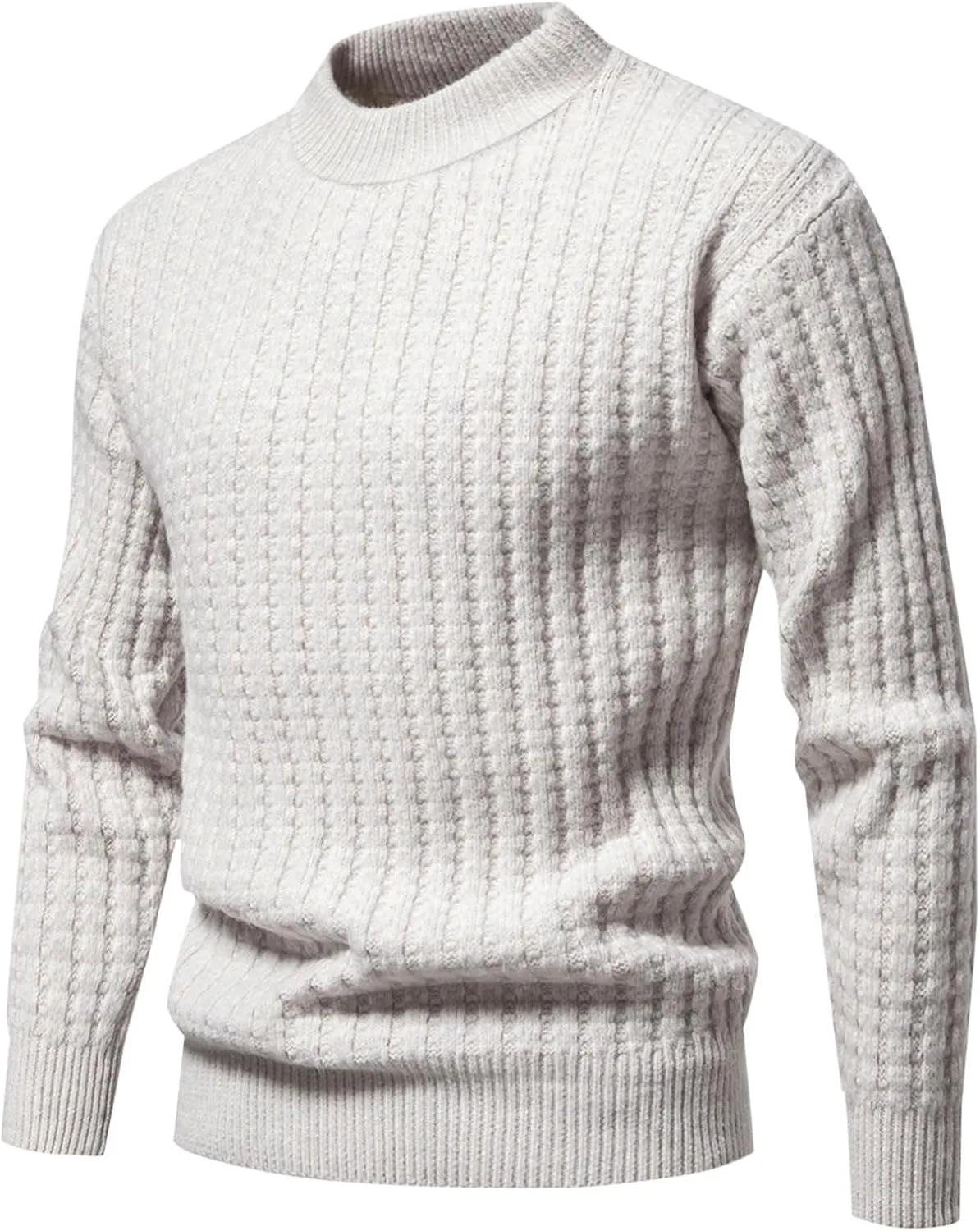 

Мужской свитер с рельефной вязкой кабельным узором AQAYL