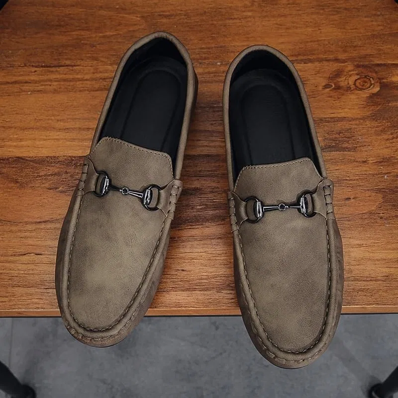 Лоферы мужские из PU кожи, Khaki SayfuR — фото 4