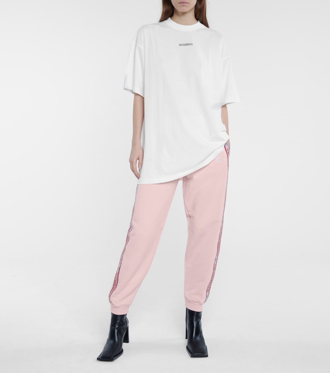 Спортивные брюки из хлопкового джерси с логотипом Vetements, Baby Pink — фото 2