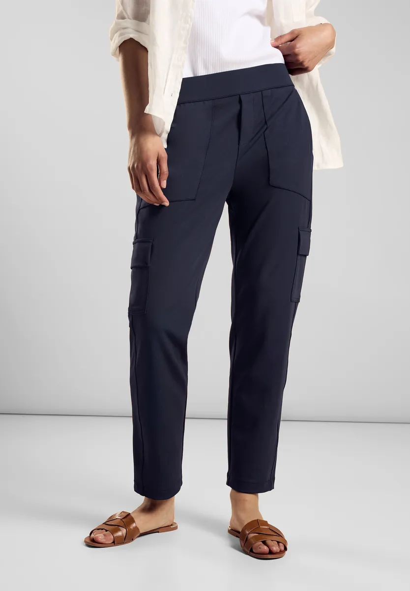 

Брюки-карго STREET ONE, смесь мягких материалов, синий