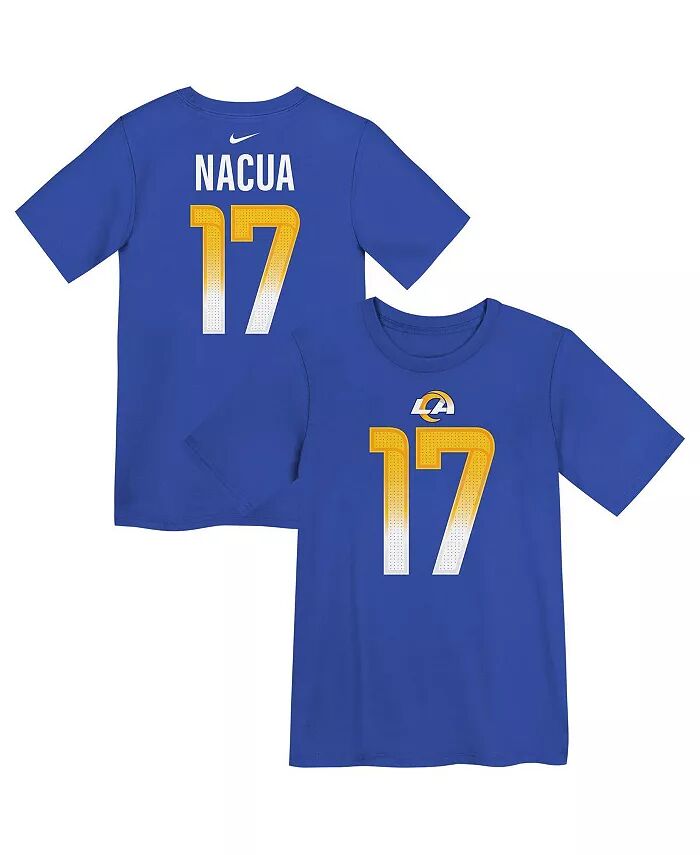 

Футболка с именем и номером игрока дошкольной команды Puka Nacua Royal Los Angeles Rams Nike