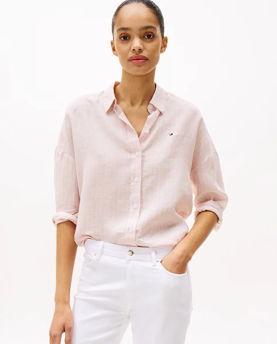 

Женская льняная рубашка с рукавом 3/4 Tommy Hilfiger, цвет Rosa claro