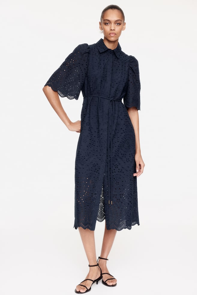 

Блузка платье с вышивкой ришелье H&M, синий